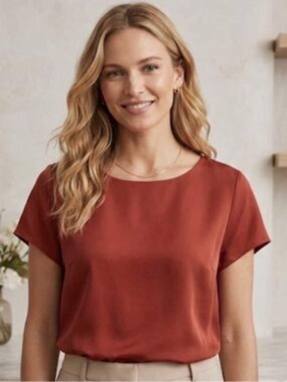 Cuyana Cropped Silk Tee - Size Small